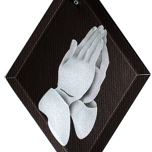 Carved Glass Praying Hands Hanging Suncatcher