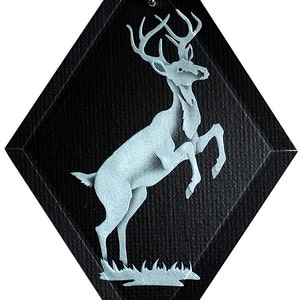Carved Glass Leaping Deer Buck Hanging Suncatcher