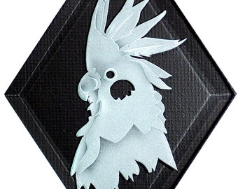 Carved Glass Cockatoo Hanging Suncatcher