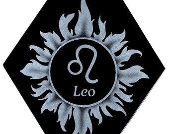 Carved Glass Zodiac Sign - Leo - Hanging Suncatcher