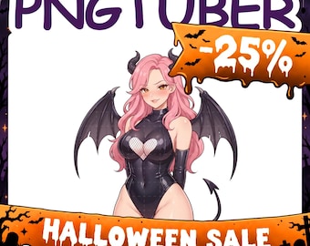 PNGTuber | Succubus 2D Vtuber Neko Model for Twitch & YouTube Streaming, Veadotube Ready - SAKU