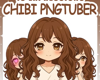 PNGTuber | Female 2D Vtuber Model with 10 Expressions for Twitch & YouTube Streaming, Veadotube Ready