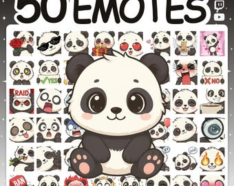 Twitch Emotes | Emote Pack mit 50 Panda Emotes für Twitch Stream & Discord Server