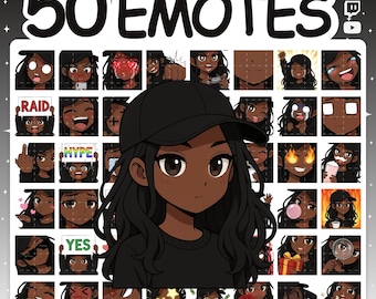 Emoticonos de Twitch / Paquete de 50 emoticonos adorables para transmisiones de Twitch y servidores de Discord