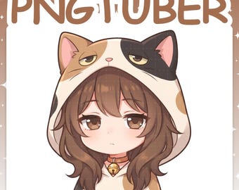 PNGTuber | Tired Cat 2D Vtuber Chibi Model for Twitch & YouTube Streaming, Veadotube Ready - MIKU