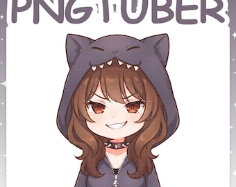 PNGTuber | Black Cat 2D Vtuber Chibi Model for Twitch & YouTube Streaming, Veadotube Ready - MIKU