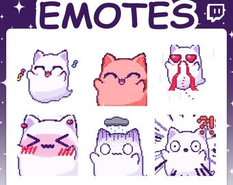 Animated Emotes | Emote Pack with 6 Ghost Cat Emotes for Twitch Stream & Discord Server