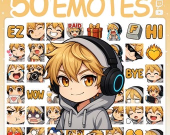 Emoticonos de Twitch / Paquete de 50 emoticonos para jugadores para transmisiones en Twitch y servidores de Discord