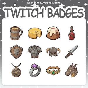 Twitch-märken | 12 RPG-undermärken med 2-nivåstilar för stream