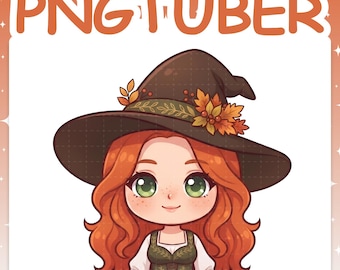 PNGTuber | Autumn Witch 2D Vtuber Chibi Model for Twitch & YouTube Streaming, Veadotube Ready - AKI