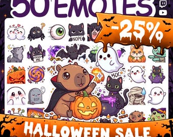 Twitch Emotes | Emote Pack with 50 Halloween Emotes for Twitch Stream & Discord Server