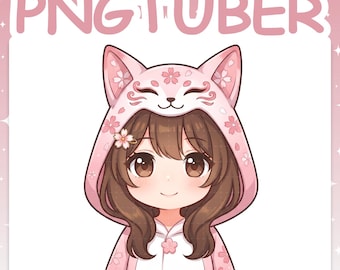 PNGTuber | Sakura Kistune 2D Vtuber Chibi Model for Twitch & YouTube Streaming, Veadotube Ready - MIKU