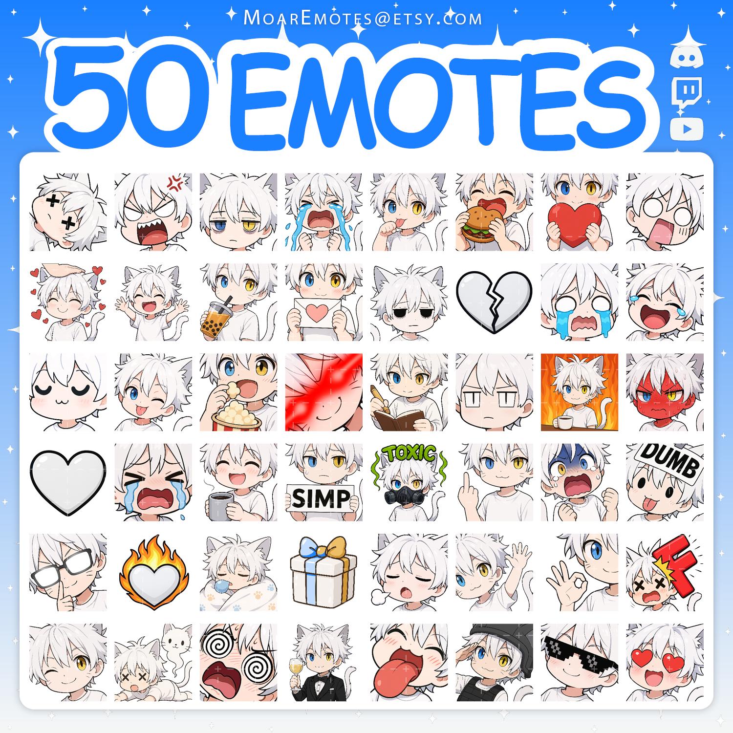 Twitch Emotes | Emote Pack With 50 Cat Boy Emotes for Twitch, Discord ...