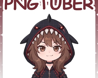 PNGTuber | Dark Shark 2D Vtuber Chibi Model for Twitch & YouTube Streaming, Veadotube Ready - MIKU