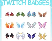 Twitch Badges | 12 Wings Sub Badges Set with 2 Tier Flairs for Stream