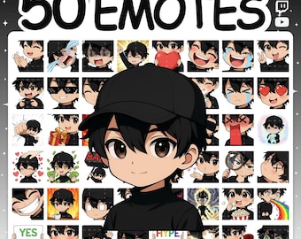 Twitch Emotes | Emote Pack with 50 Chibi Emotes for Twitch Stream & Discord Server