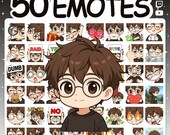 Twitch Emotes | Emote Pack with 50 Chibi Emotes for Twitch Stream & Discord Server