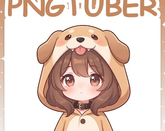 PNGTuber | Dog Girl 2D Vtuber Chibi Model for Twitch & YouTube Streaming, Veadotube Ready - MIKU