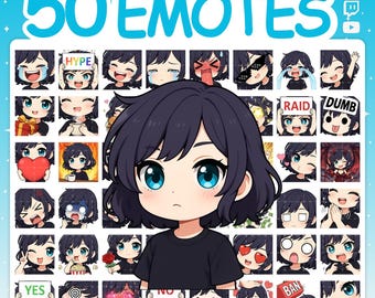 Twitch Emotes | Emote Pack with 50 cute Emotes for Twitch Stream & Discord Server