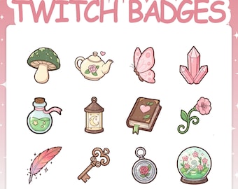 Twitchバッジ | コテージコア サブバッジ 12 個セット（ストリーム用 2 ティア フレア付き）