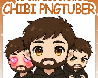 PNGTuber | Male 2D Vtuber Model with 10 Expressions for Twitch & YouTube Streaming, Veadotube Ready