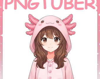 PNGTuber | Axolotl 2D Vtuber Model for Twitch & YouTube Streaming, Veadotube Ready - MIKU