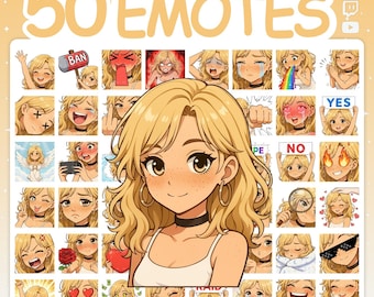 Twitch Emotes | Emote Pack with 50 Cute Emotes for Twitch Stream & Discord Server