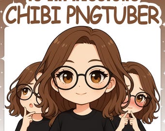 PNGTuber | Female 2D Vtuber Model with 10 Expressions for Twitch & YouTube Streaming, Veadotube Ready