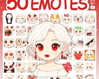 Émoticônes Twitch | Pack d'émoticônes avec 50 émoticônes d'Halloween pour Twitch Stream & Discord Server