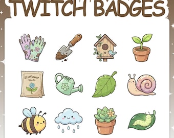 Twitchバッジ | ストリーミング用2ティアフレア付きガーデンサブバッジ12個セット