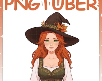 PNGTuber | Autumn Witch 2D Vtuber Female Model for Twitch & YouTube Streaming, Veadotube Ready - AKI