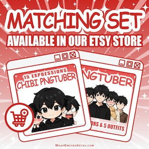 Twitch-emotes, chibi-emotes jongens, Discord-emotes, schattige emotes, chibi-emotes, YouTube-emotes, jongensemotes, emotepakket, zwarthaar-emotes afbeelding 7