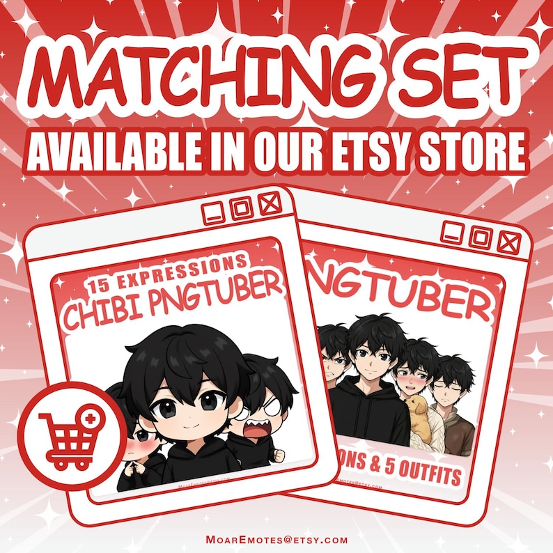 Twitch-emotes, chibi-emotes jongens, Discord-emotes, schattige emotes, chibi-emotes, YouTube-emotes, jongensemotes, emotepakket, zwarthaar-emotes afbeelding 7