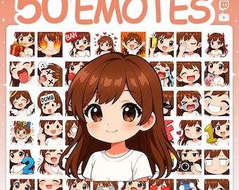 Twitch Emotes | Emote Pack with 50 Chibi Emotes for Twitch Stream & Discord Server