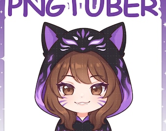 PNGTuber | Dark Kistune 2D Vtuber Chibi Model for Twitch & YouTube Streaming, Veadotube Ready - MIKU