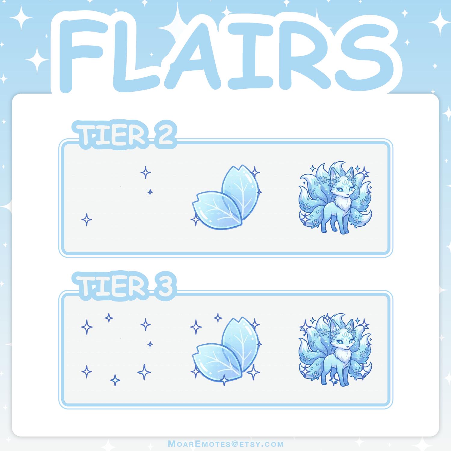 Twitch Badges | 12 Ice Blossom Fox Sub Badges Set With 2 Tier Flairs ...
