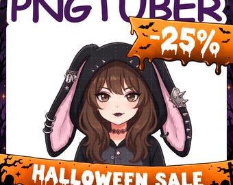 PNGTuber | Goth Bunny 2D Vtuber Model for Twitch & YouTube Streaming, Veadotube Ready - MIKU