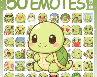 Twitch Emotes | Emote Pack with 50 Turtle Emotes for Twitch Stream & Discord Server