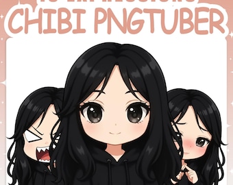 PNGTuber | Female 2D Vtuber Model with 10 Expressions for Twitch & YouTube Streaming, Veadotube Ready