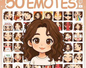 Twitch Emotes | Emote Pack with 50 Chibi Emotes for Twitch Stream & Discord Server