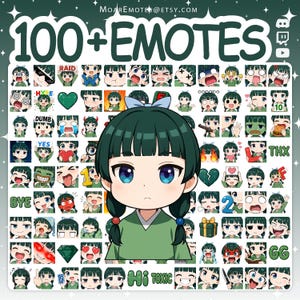 Anime Emotes, Twitch Emotes, Chibi Girl Emotes, Discord Emotes, Girl Emotes, Green Hair Emotes, Emotes Pack, Cute Emotes, Kawaii Emoes