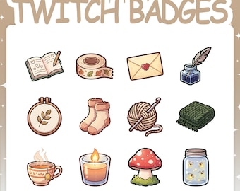 Twitch Badges | 12 Cozy Season Sub Badges Set with 2 Tier Flairs for Stream