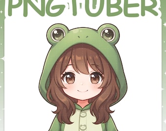 PNGTuber | Frog 2D Vtuber Chibi Model for Twitch & YouTube Streaming, Veadotube Ready - MIKU
