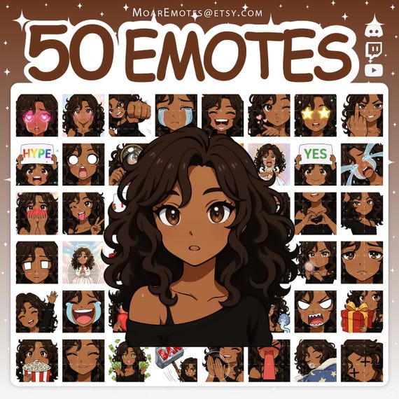Twitch Emotes | Emote Pack with 50 Cute Emotes for Twitch Stream & Discord Server
