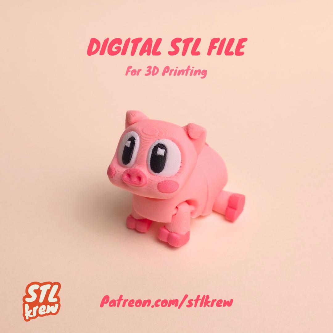 Cute Pig Articulated STL and 3MF File for 3d Printing- Oinky No Support ...