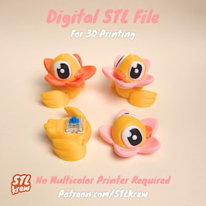 Cute fidget clicker duck 3MF/STL file for 3d printing- Clacky no support, print in place, flexible