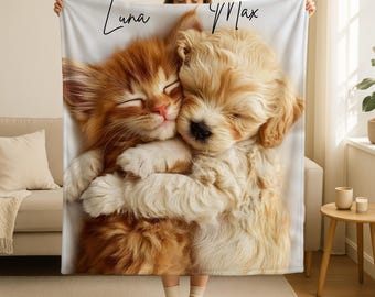 Custom Pet Name Blanket Using Pet Photo,Personalized Cat-Dog Picture Blankets,Pet Memory Keepsake,Dog Dad Gift,Dog Lovers Gift,Dog Mom Gift
