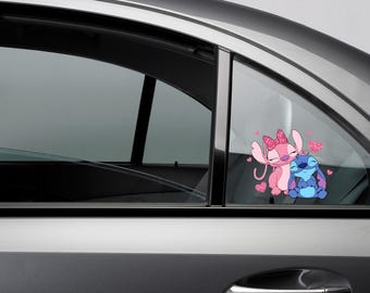 Stitch in Love Peekabo Car Decals, Lilo and Stitch Valentine Stickers, Waterproof Vinyl Decals, Stitch Laptop-Tumbler-Bumper UV Sticker
