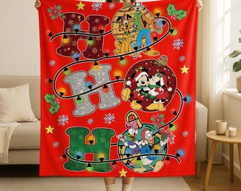 Ho Ho Ho Disney Christmas Blanket,Mickey And Friends Christmas Blanket,Mickey's Very Merry Christmas Party Gift,Mickey Xmas Holiday Blanket