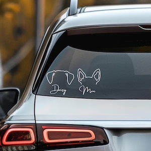 Personalized Dog Ears Sticker, Dog Vinyl Decal, Pet Ears Car Decal, Dog Mom Car Decal, Custom Dog Sticker, Dog Name Decal, Dog Mom Sticker